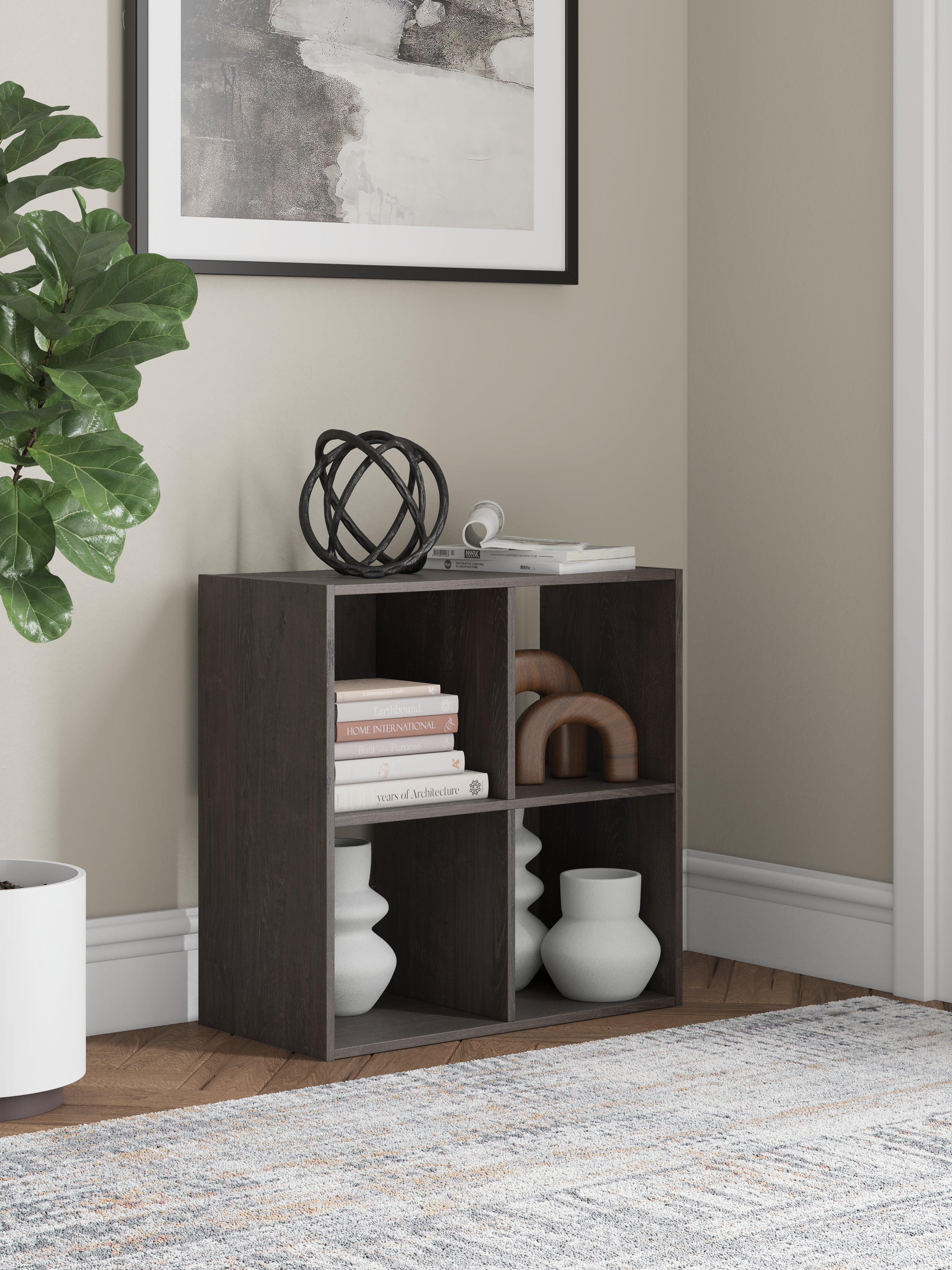 Hoover Furniture Outlet - Ashley Furniture - Piperton Four Cube Organizer - Four Cube Organizer / Charcoal - EA5514-2X2