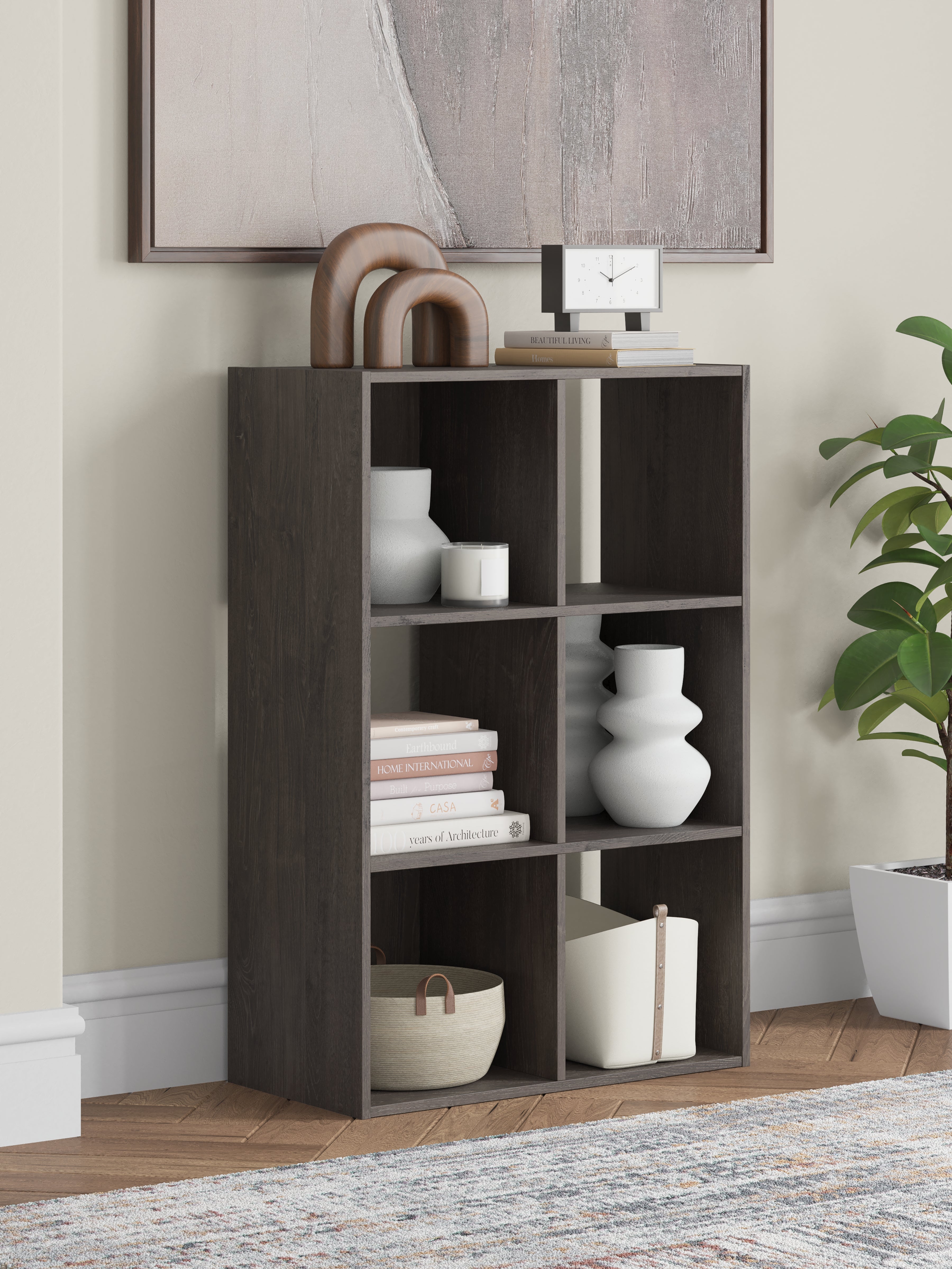 Hoover Furniture Outlet - Ashley Furniture - Piperton Six Cube Organizer - Six Cube Organizer / Charcoal - EA5514-3X2