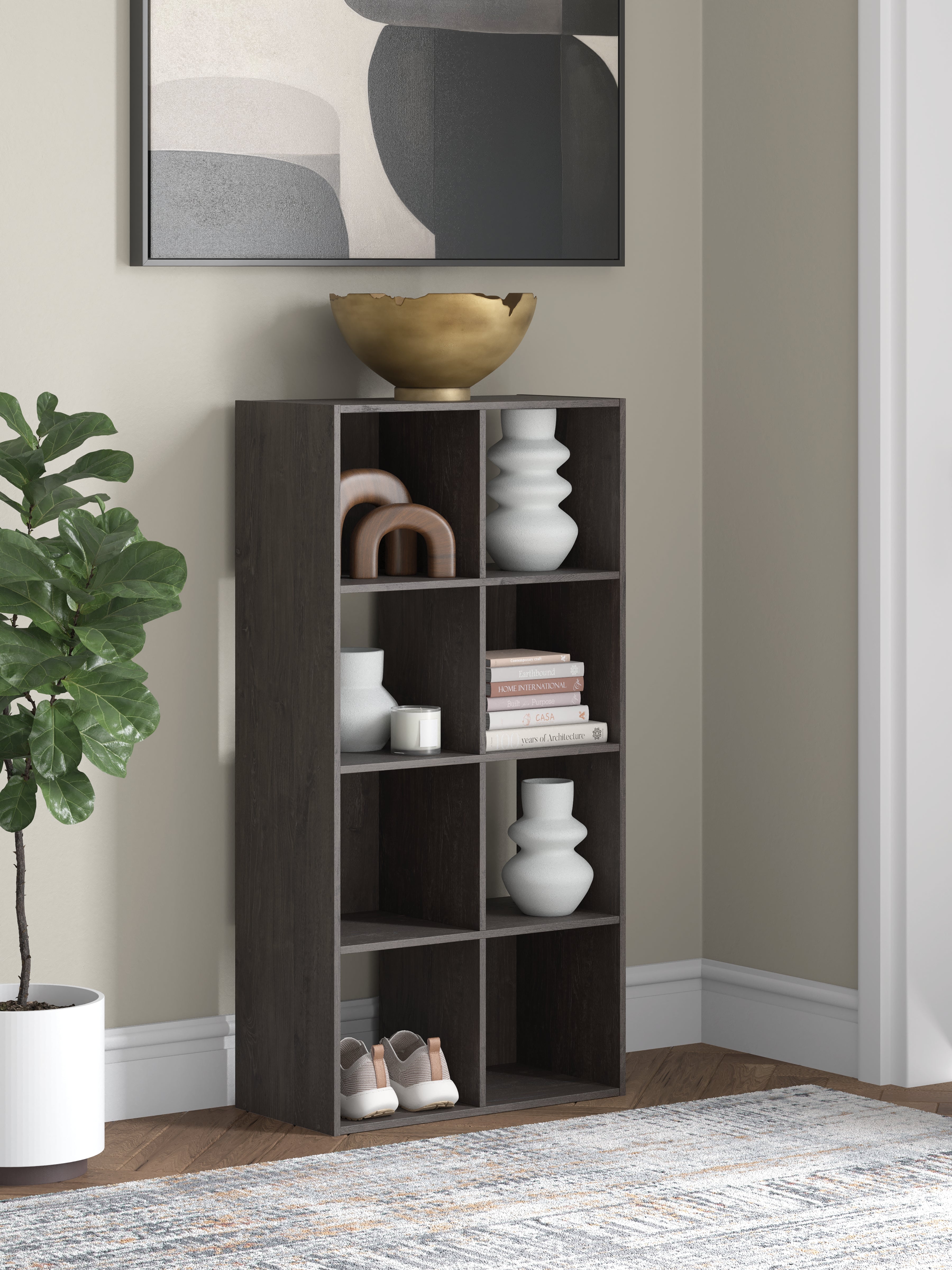 Hoover Furniture Outlet - Ashley Furniture - Piperton Eight Cube Organizer - Eight Cube Organizer / Charcoal - EA5514-4X2