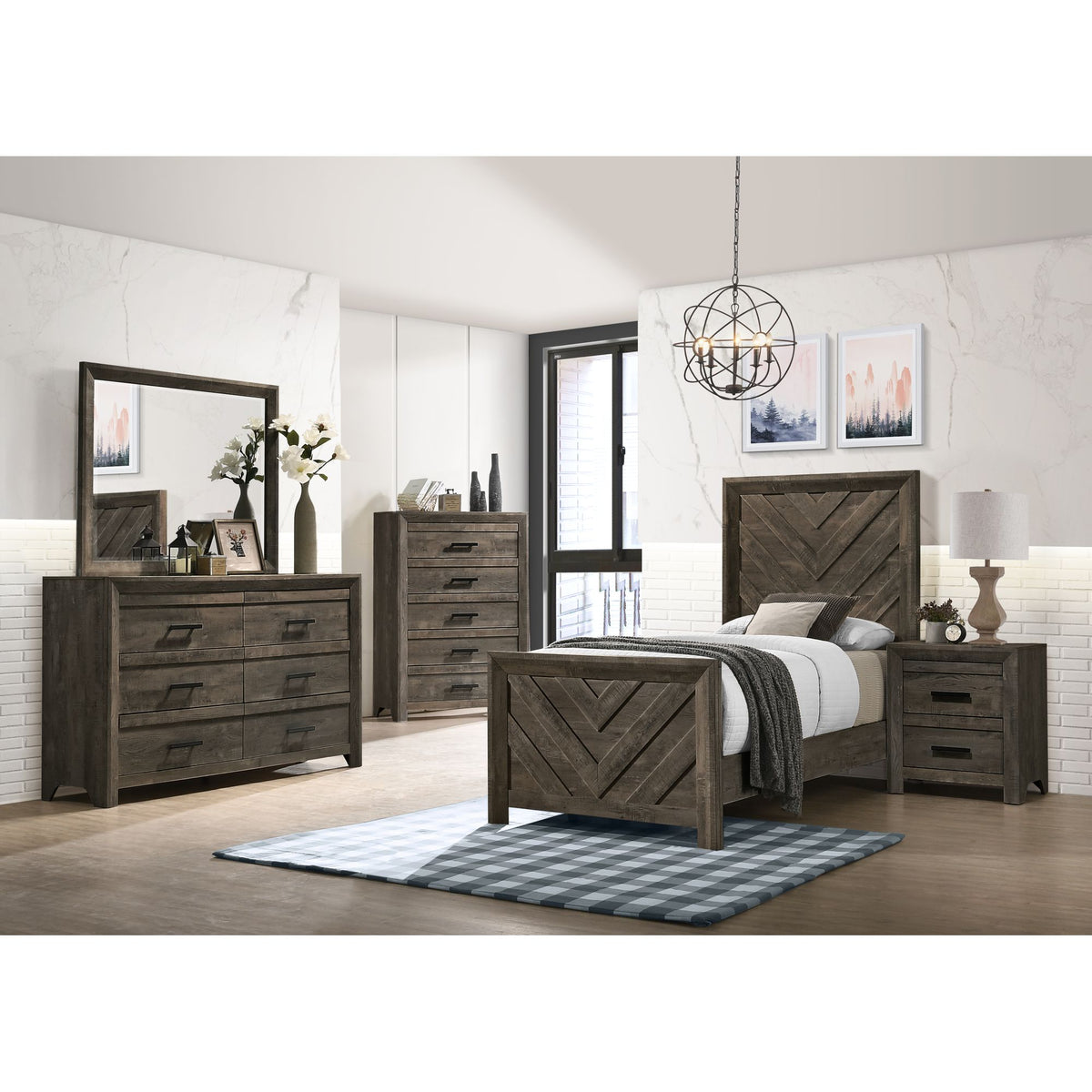 Eleanor Twin Bed in Mocha Grey – SKU EL400TBZS | Elements