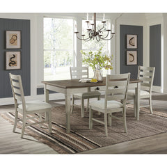 Farm Life Rectangular Dining Table in Medium Brown and Washed Stone – SKU D-9890-7-DT | Elements