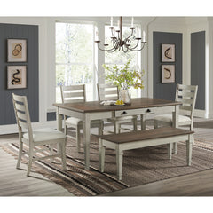 Farm Life Rectangular Dining Table in Medium Brown and Washed Stone