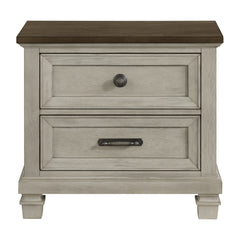 Farmington 2-Drawer Nightstand with USB in Medium Brown and Washed Stone