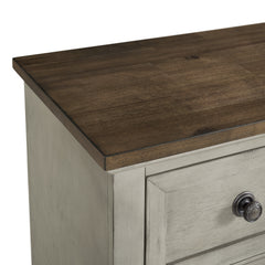Farmington 2-Drawer Nightstand with USB in Medium Brown and Washed Stone