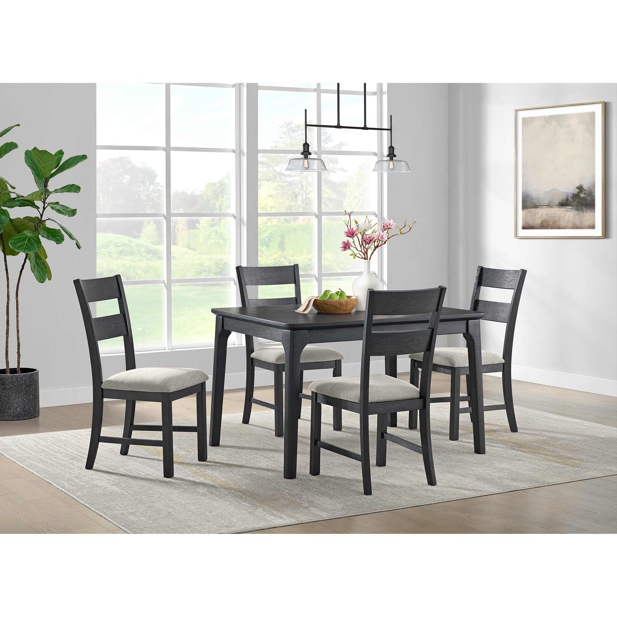 Garcia 5PC Dining Set with Table and 4 Chairs in Black – SKU D-12990-8-5DS | Elements