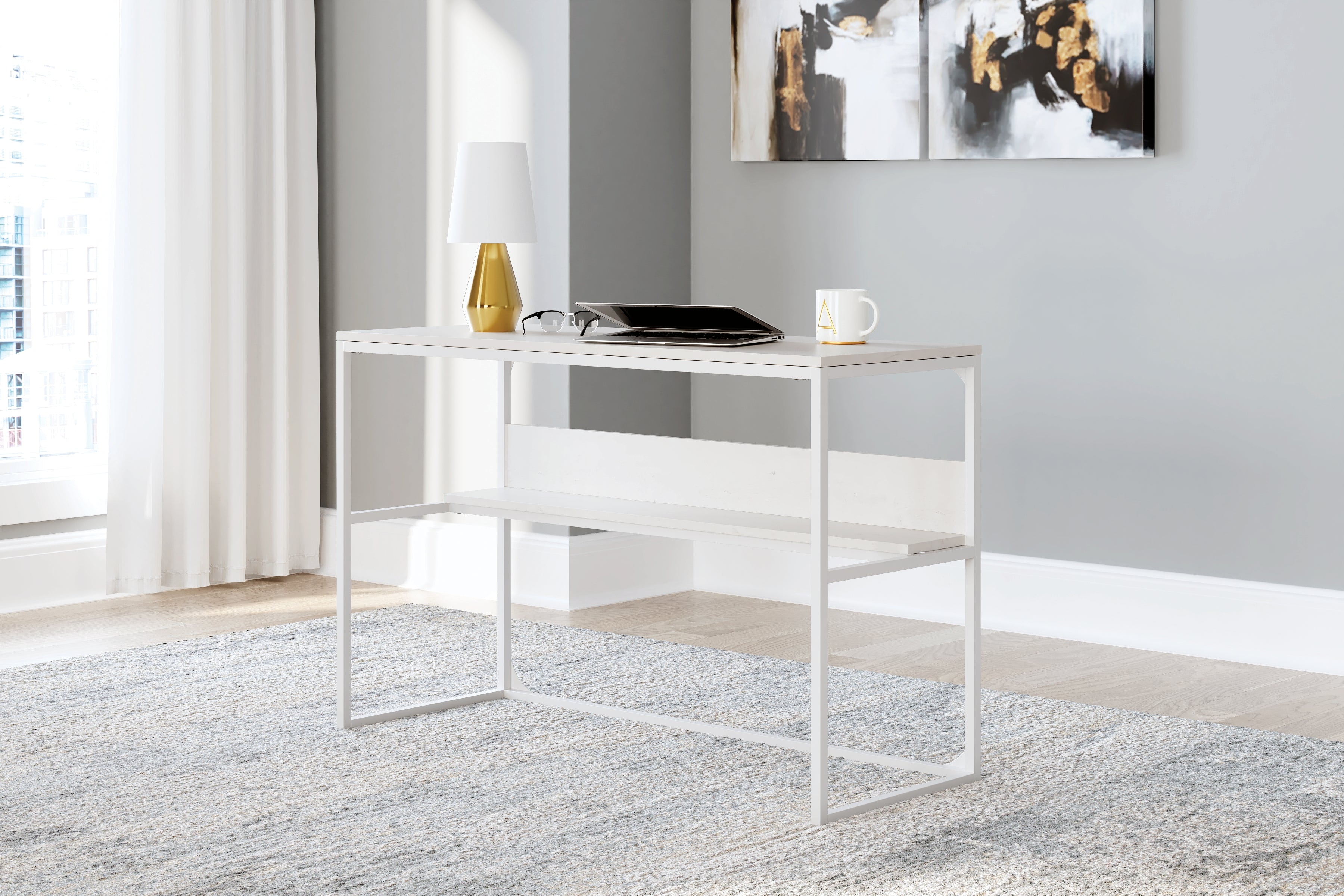 Hoover Furniture Outlet - Ashley Furniture - Deznee Home Office Desk - Home Office Desk / White - H162-14