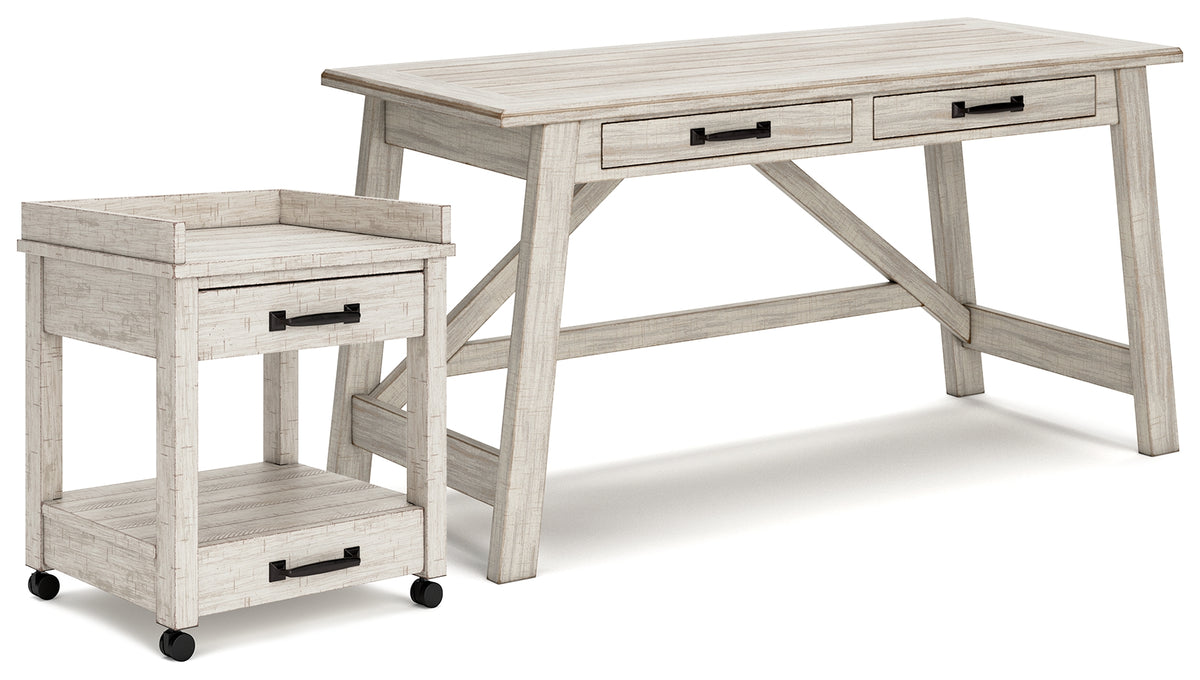 Hoover Furniture Outlet - Ashley Furniture - Carynhurst Home Office Desk and Printer Stand - Home Office Desk and Printer Stand - H755H1