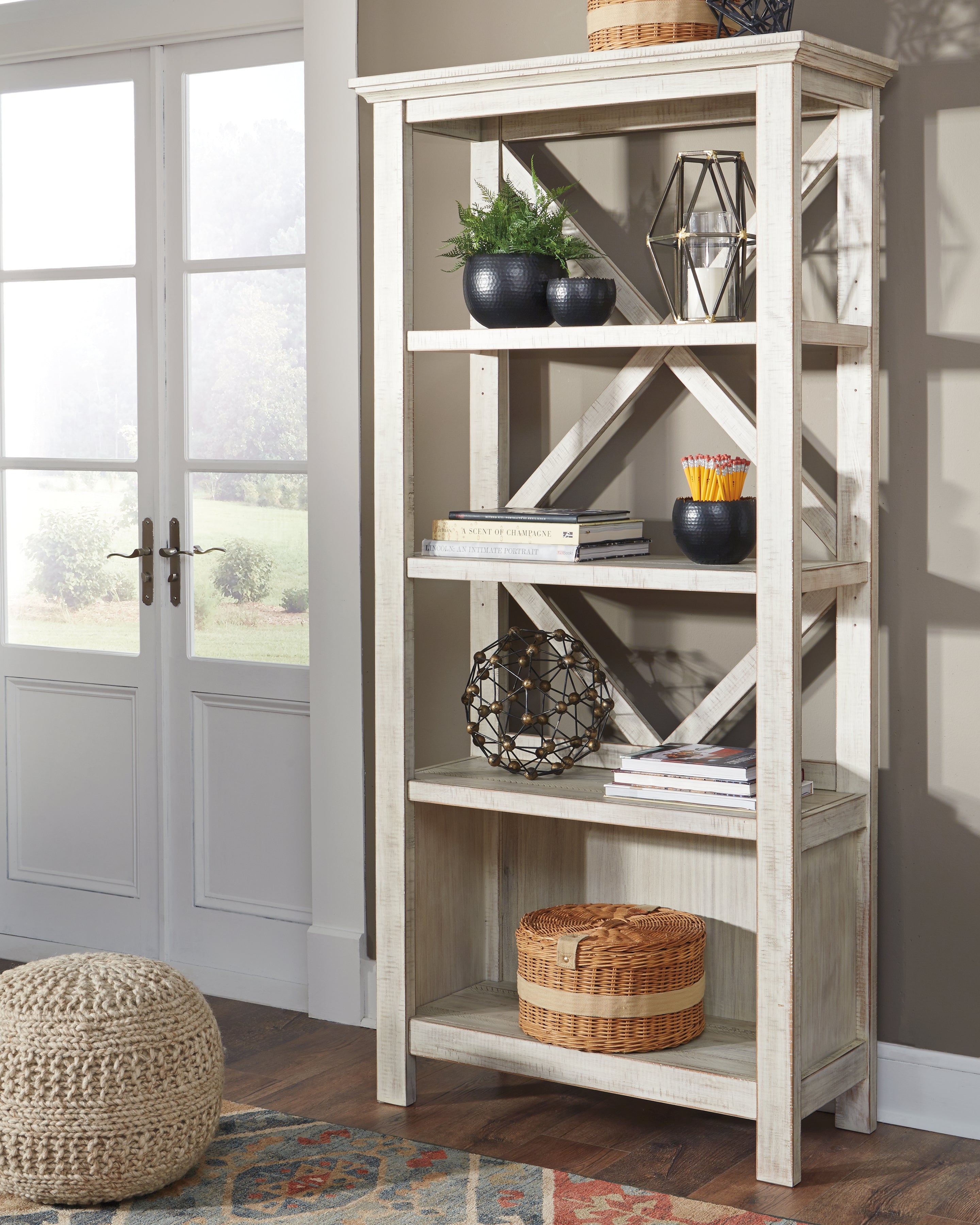 Hoover Furniture Outlet - Ashley Furniture - Carynhurst 75" Bookcase - Large Bookcase / Whitewash - H755-17