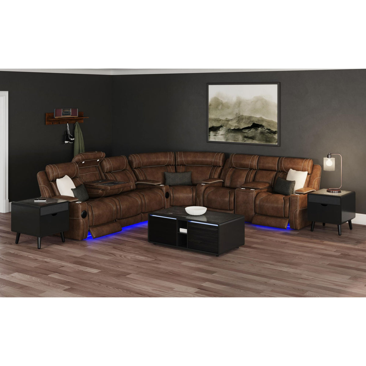 Halo Square Smart End table in Black – SKU T-18400-8-SETS | Elements