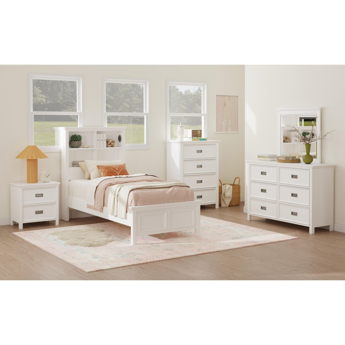 Hampton Kids Dresser and Mirror Set in White – SKU Y-15760-7-DRMR | Elements