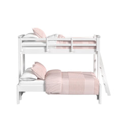 Hampton Kids Twin Over Full Bunk with Ladder in White