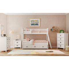 Hampton Kids Twin Over Twin Bunk with Ladder and Trundle in White – SKU Y-15760-7-B2 | Elements