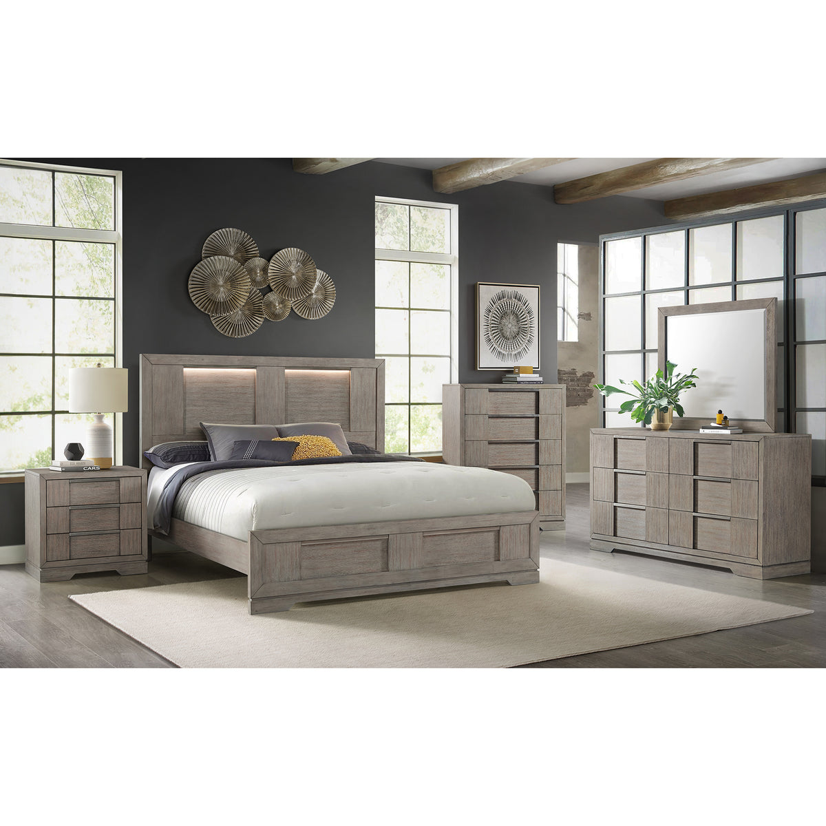 Kelis 3-Drawer Nightstand with USB in Grey – SKU B-9770-3-NS | Elements