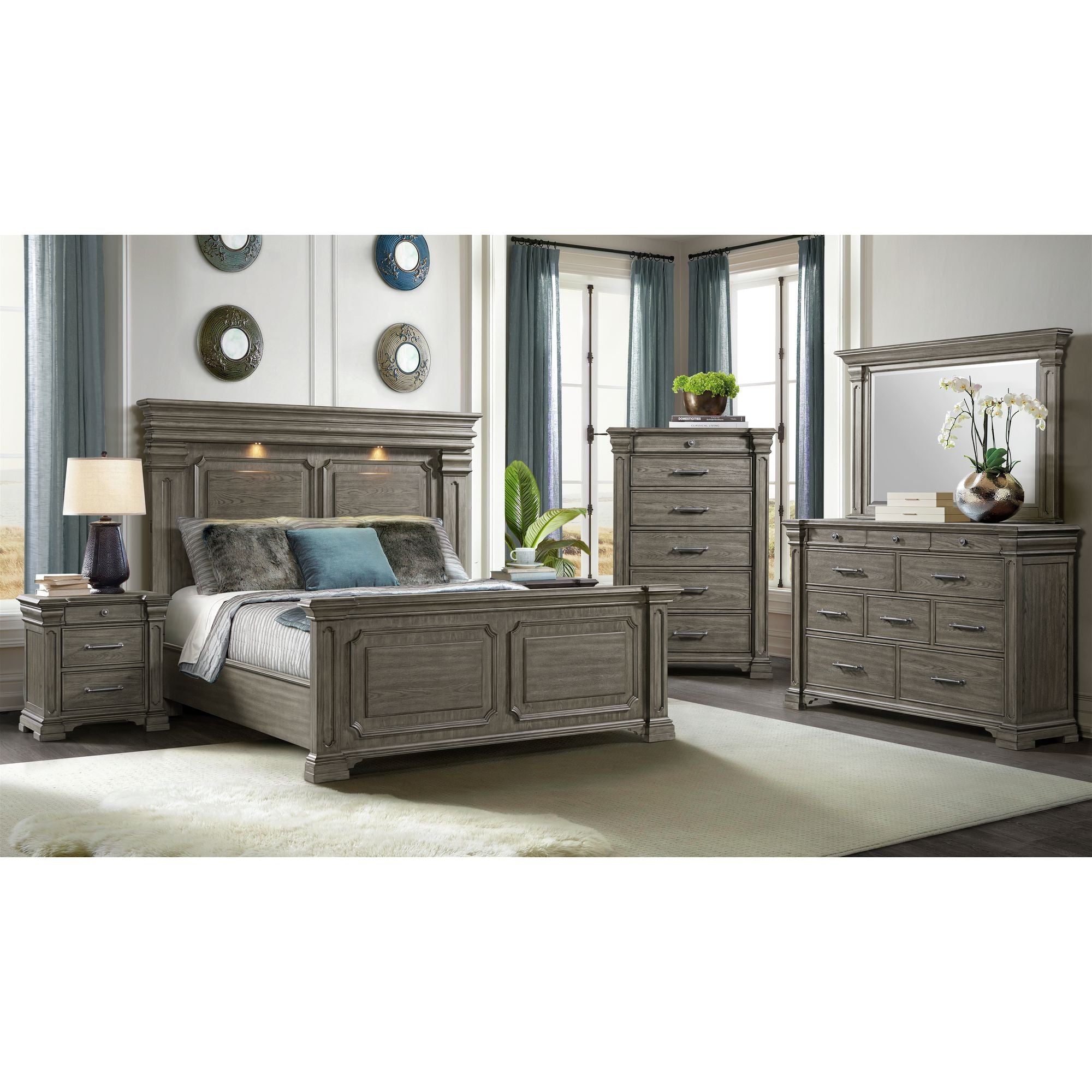 Kings Court Dresser & Mirror in Grey – SKU B.10315.DRMR | Elements