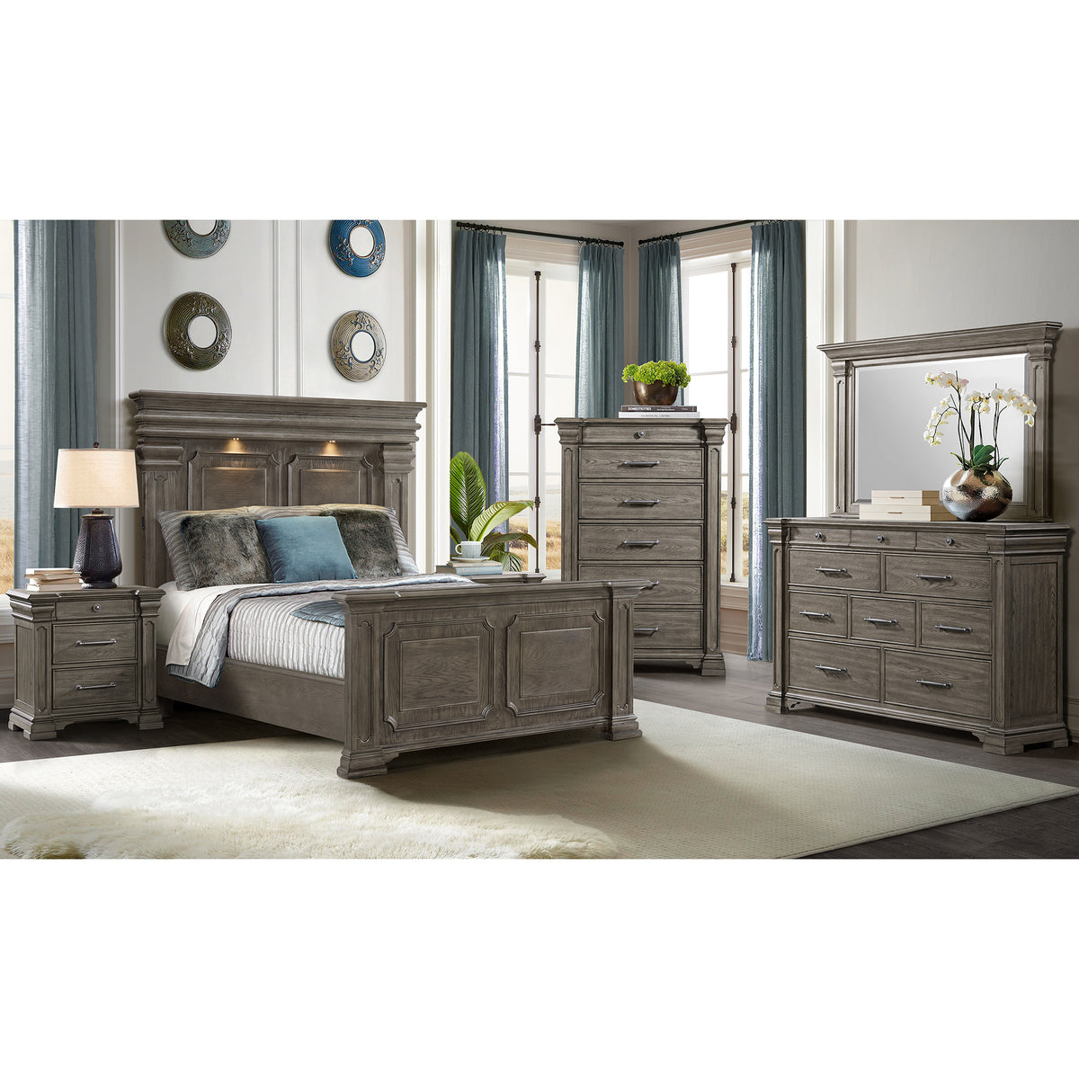 Kings Court Queen Bed in Grey – SKU B.10315.QB | Elements