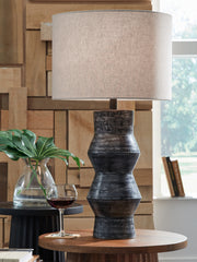 Hoover Furniture Outlet - Ashley Furniture - Kerbert Table Lamp - Terracotta Table Lamp (1/CN) / Distressed Black - L100824