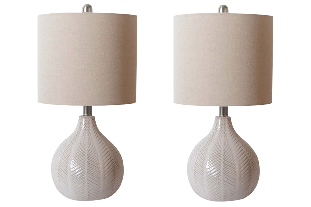 Hoover Furniture Outlet - Ashley Furniture - Rainermen Table Lamp (Set of 2) - Table Lamp (Set of 2) / Off White - L180024X2