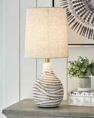 Hoover Furniture Outlet - Ashley Furniture - Aleela Table Lamp - Metal Table Lamp (1/CN) / White/Gold Finish - L204194