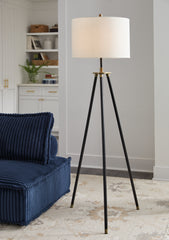 Hoover Furniture Outlet - Ashley Furniture - Cashner Floor Lamp - Metal Floor Lamp (1/CN) / Black/Gold Finish - L206101