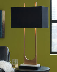 Hoover Furniture Outlet - Ashley Furniture - Malana Table Lamp - Metal Table Lamp (1/CN) / Brass Finish - L208254