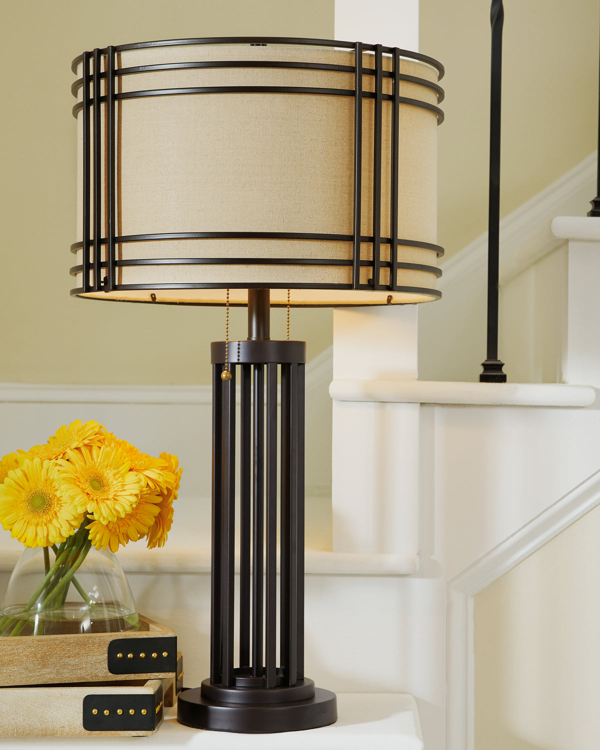 Hoover Furniture Outlet - Ashley Furniture - Hanswell Table Lamp - Metal Table Lamp (1/CN) / Dark Brown - L208294