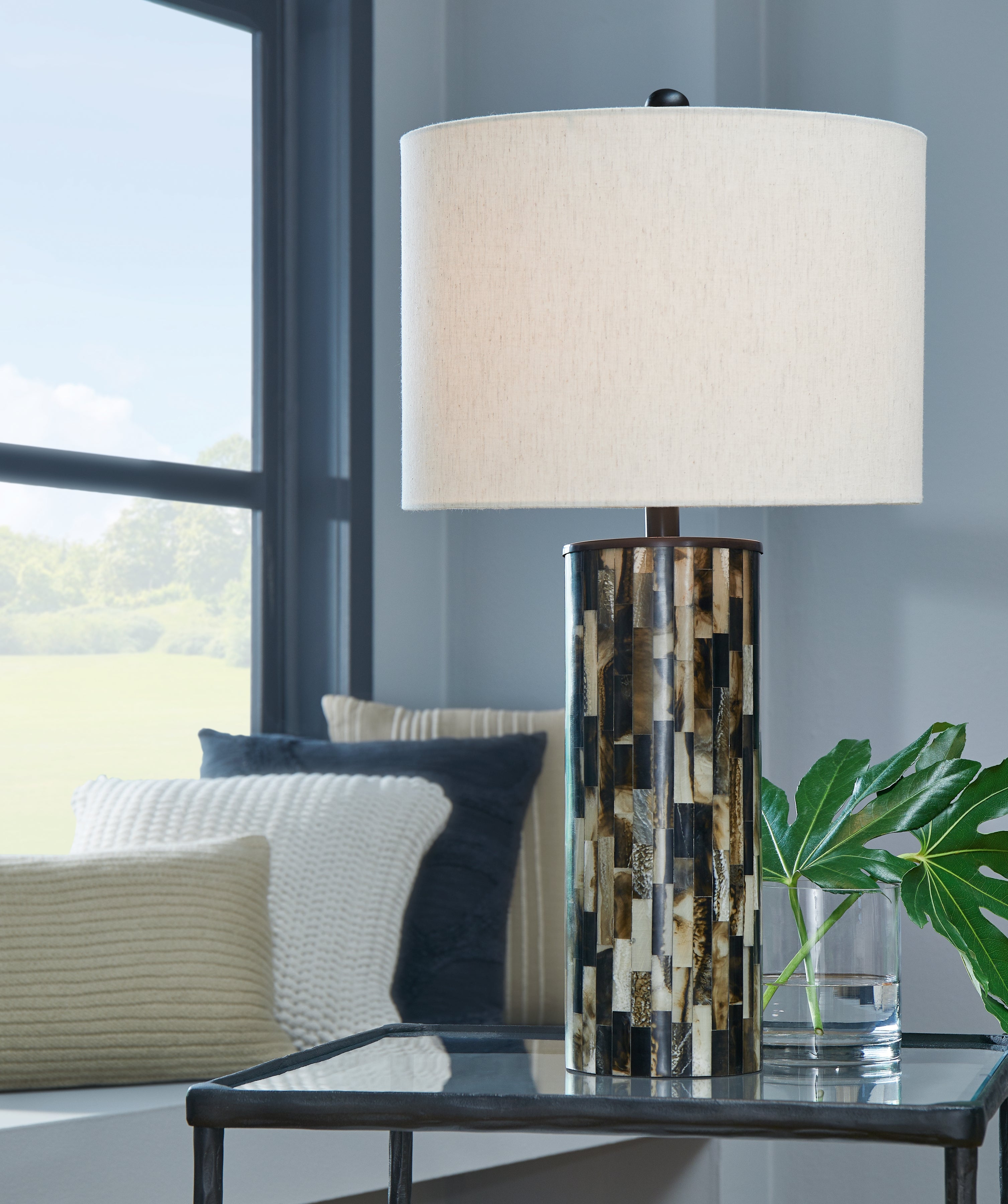 Hoover Furniture Outlet - Ashley Furniture - Ellford Table Lamp (Set of 2) - Table Lamp (Set of 2) / Black/Brown/Cream - L235684X2