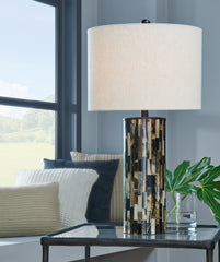 Hoover Furniture Outlet - Ashley Furniture - Ellford Table Lamp (Set of 2) - Table Lamp (Set of 2) / Black/Brown/Cream - L235684X2