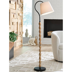 Hoover Furniture Outlet - Ashley Furniture - Corinwell Floor Lamp - Wood Floor Lamp (1/CN) - L329131