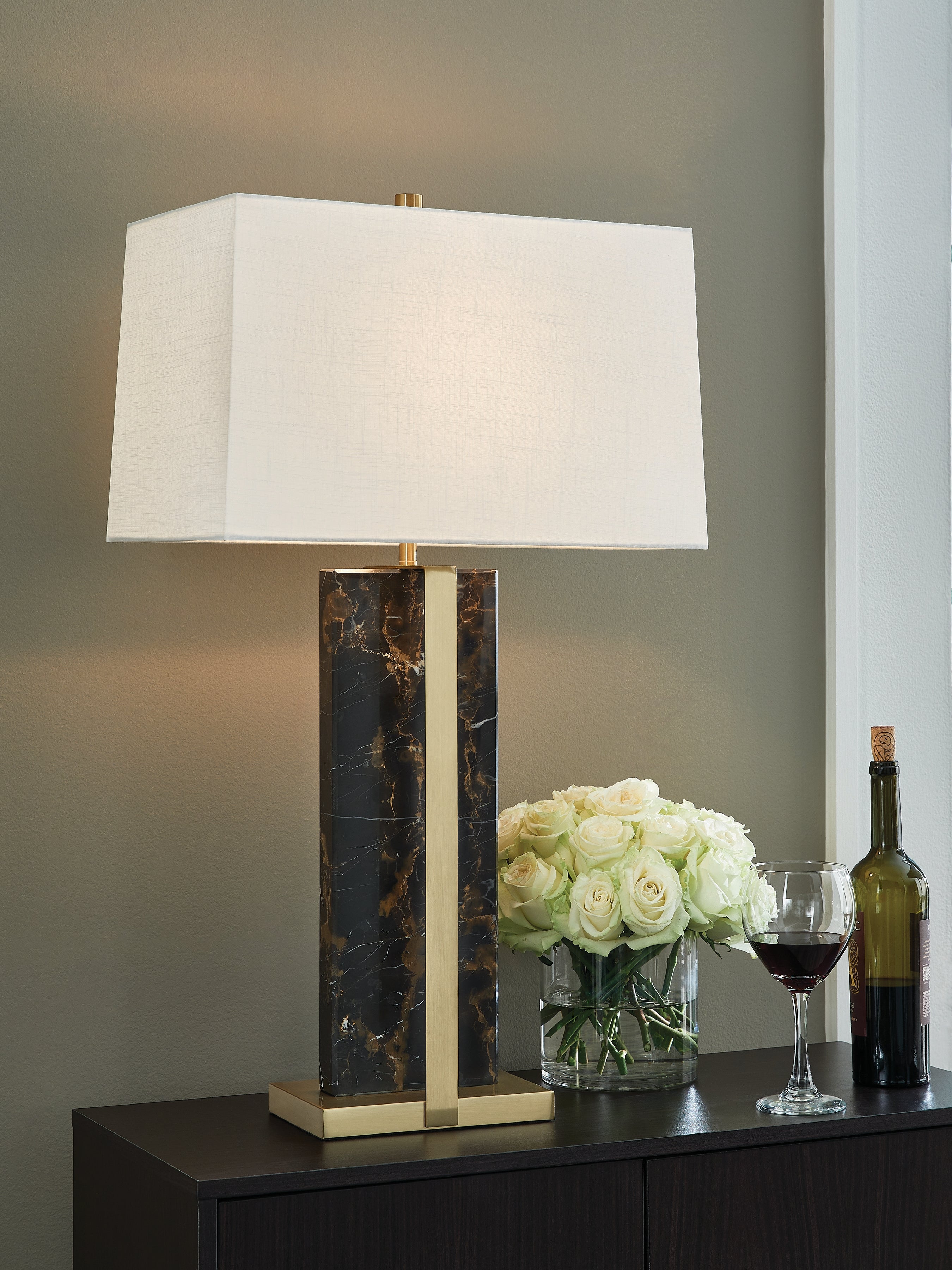 Hoover Furniture Outlet - Ashley Furniture - Neonish Table Lamp - Marble Table Lamp (1/CN) - L428984