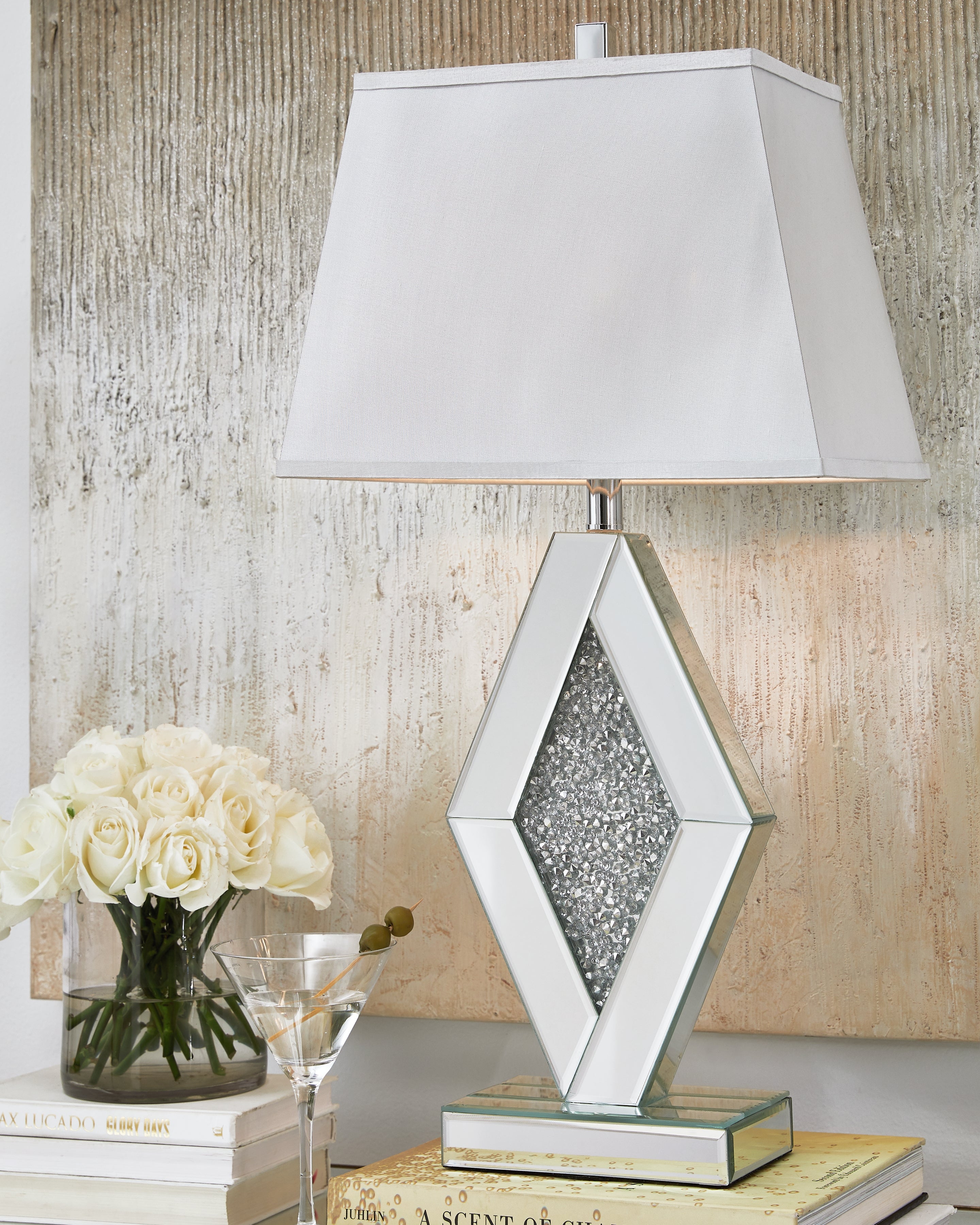 Hoover Furniture Outlet - Ashley Furniture - Prunella Table Lamp (Set of 2) - Table Lamp (Set of 2) / Silver Finish - L429034X2