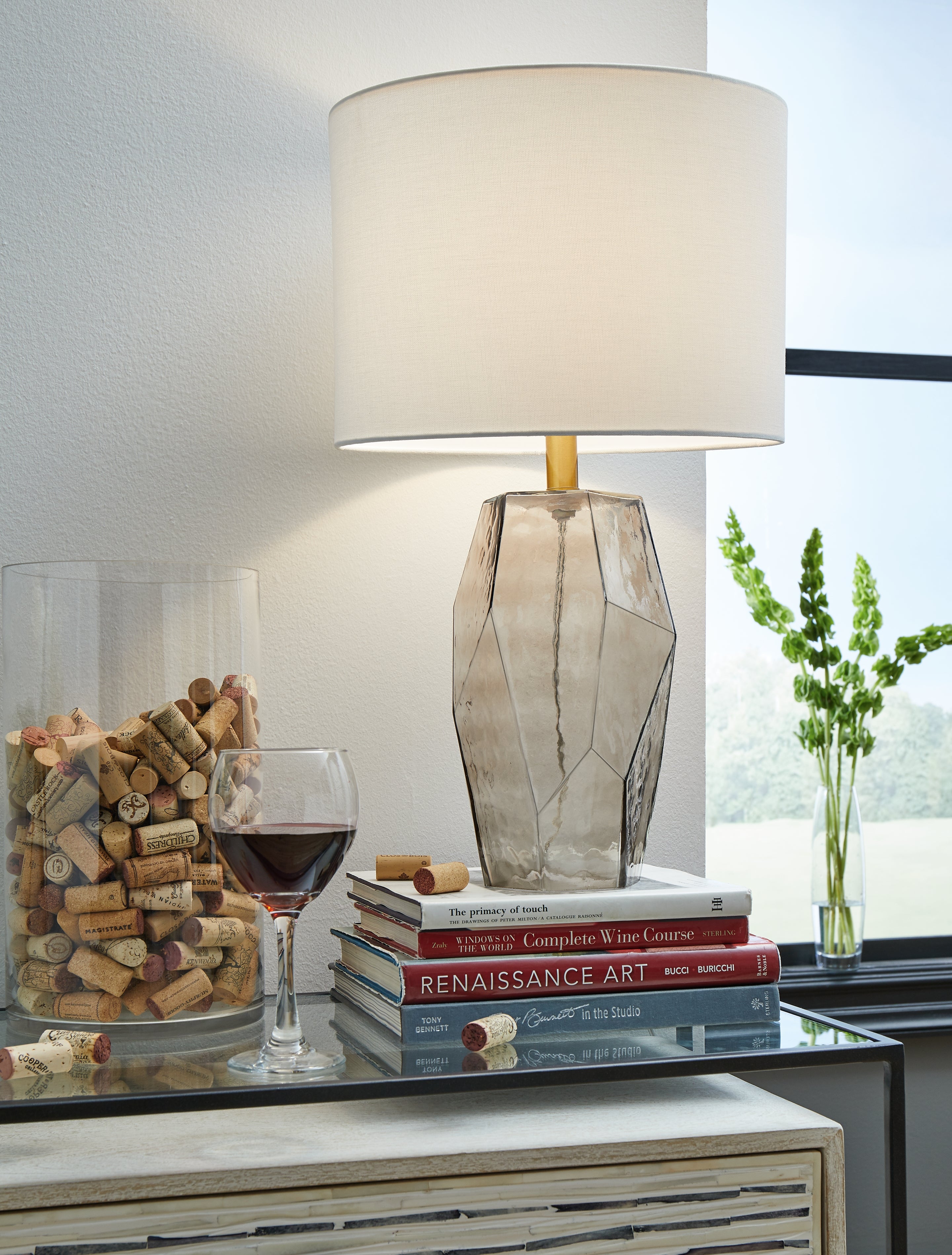 Hoover Furniture Outlet - Ashley Furniture - Taylow Table Lamp - Glass Table Lamp (1/CN) / Gray - L430794