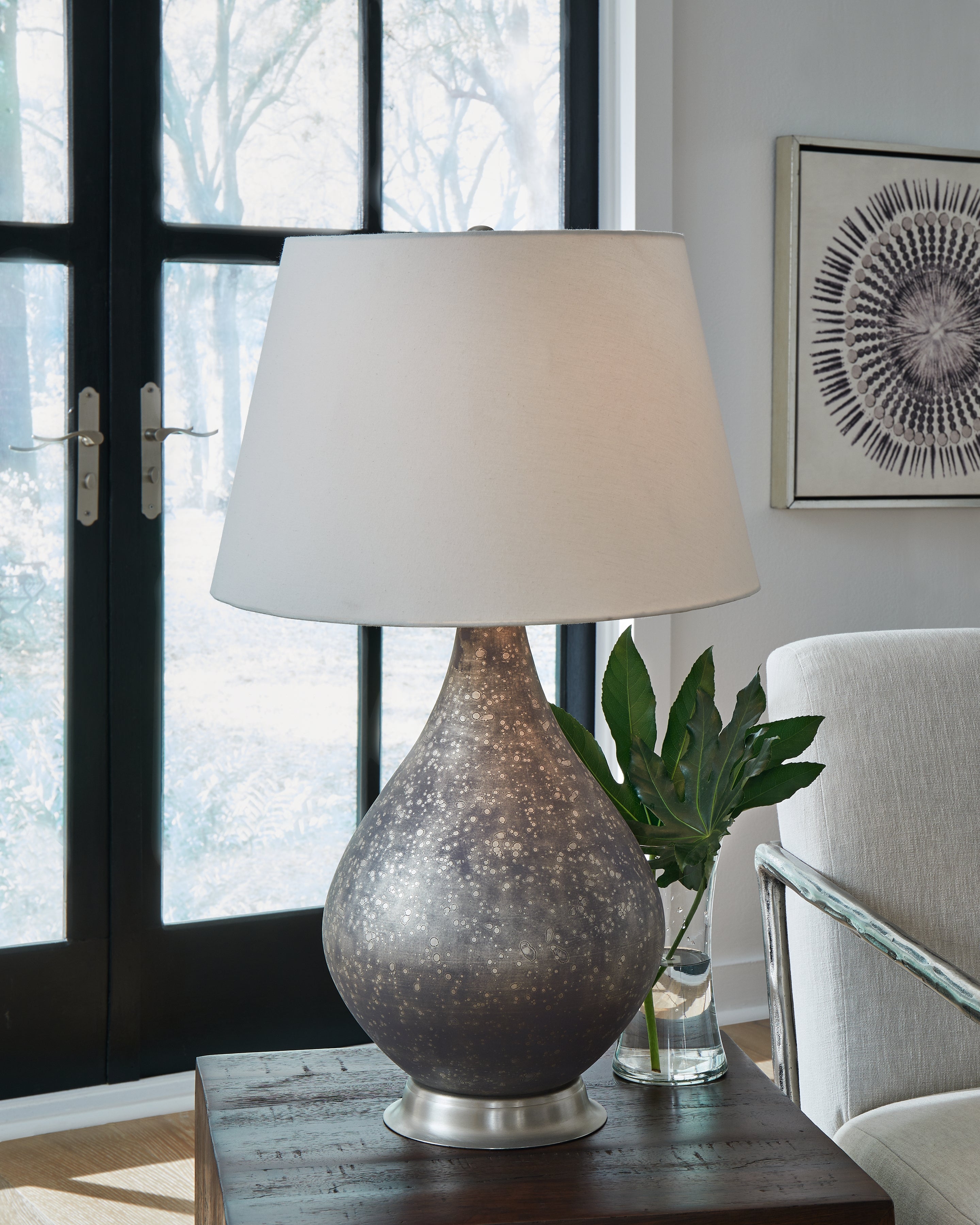 Hoover Furniture Outlet - Ashley Furniture - Bluacy Table Lamp - Glass Table Lamp (1/CN) / Antique Gray - L430834