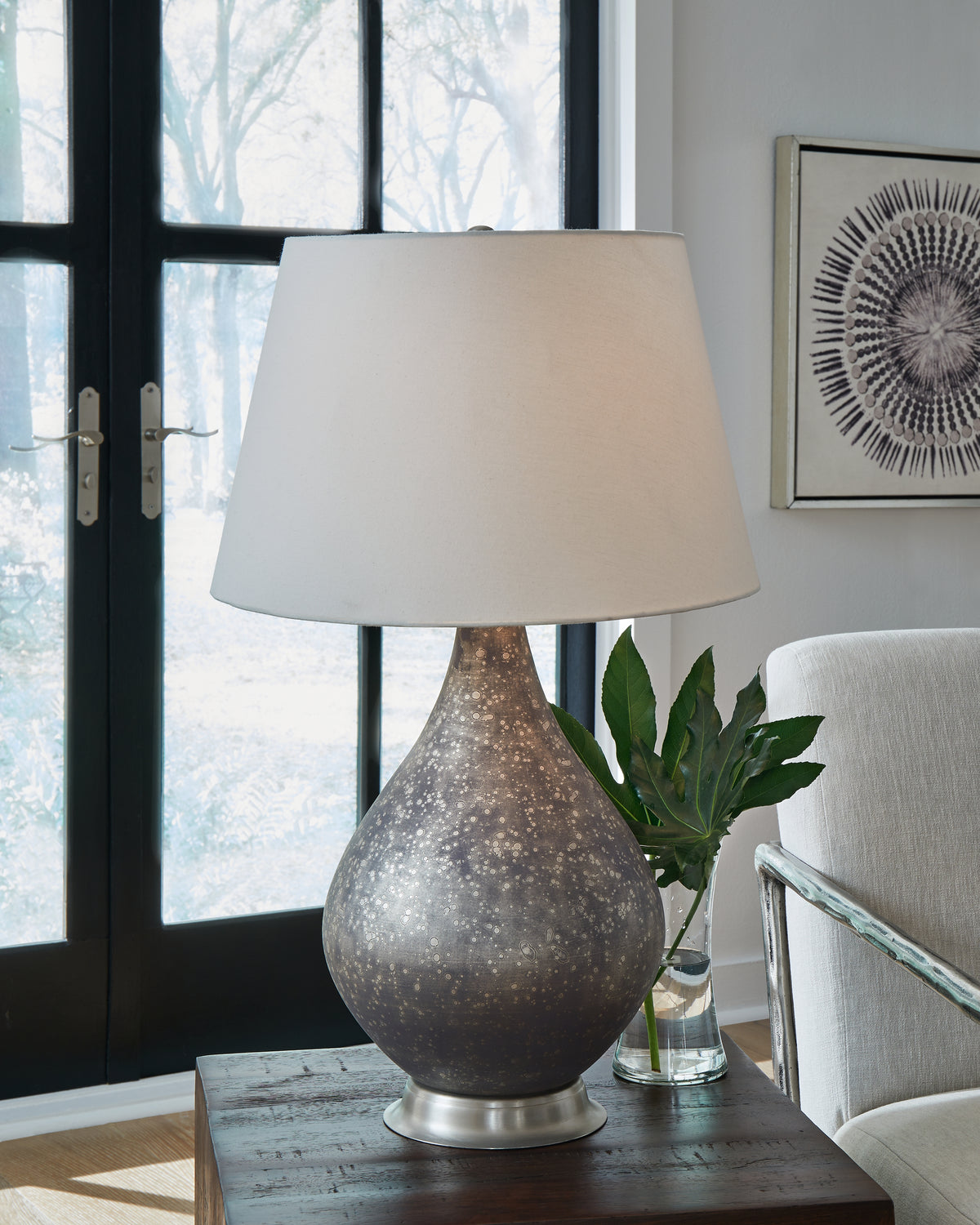 Hoover Furniture Outlet - Ashley Furniture - Bluacy Table Lamp - Glass Table Lamp (1/CN) / Antique Gray - L430834
