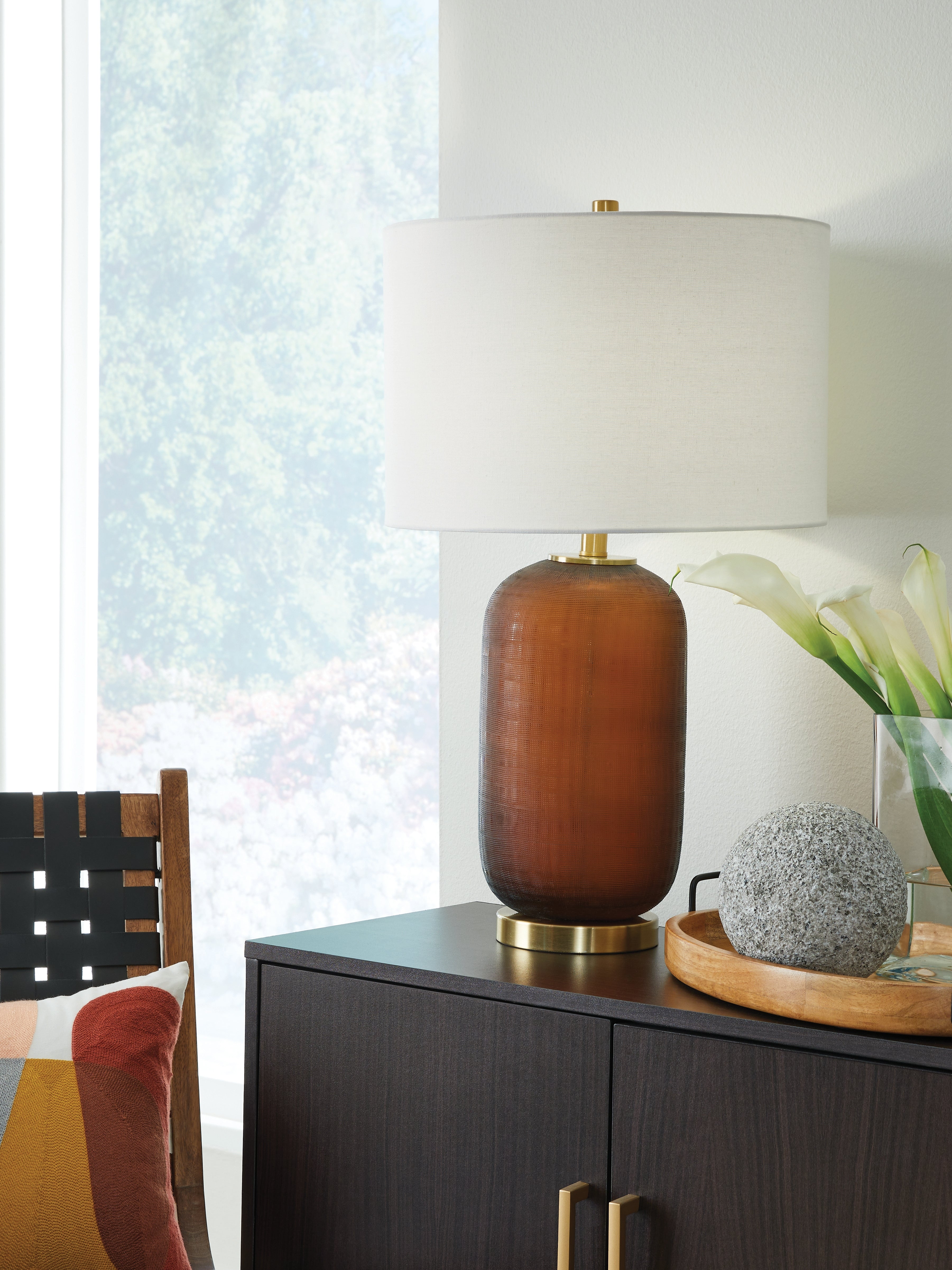 Hoover Furniture Outlet - Ashley Furniture - Farberman Table Lamp - Glass Table Lamp (1/CN) - L430864