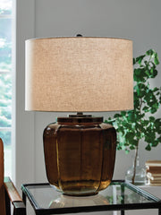 Hoover Furniture Outlet - Ashley Furniture - Bainmore Table Lamp - Glass Table Lamp (1/CN) / Amber - L430914