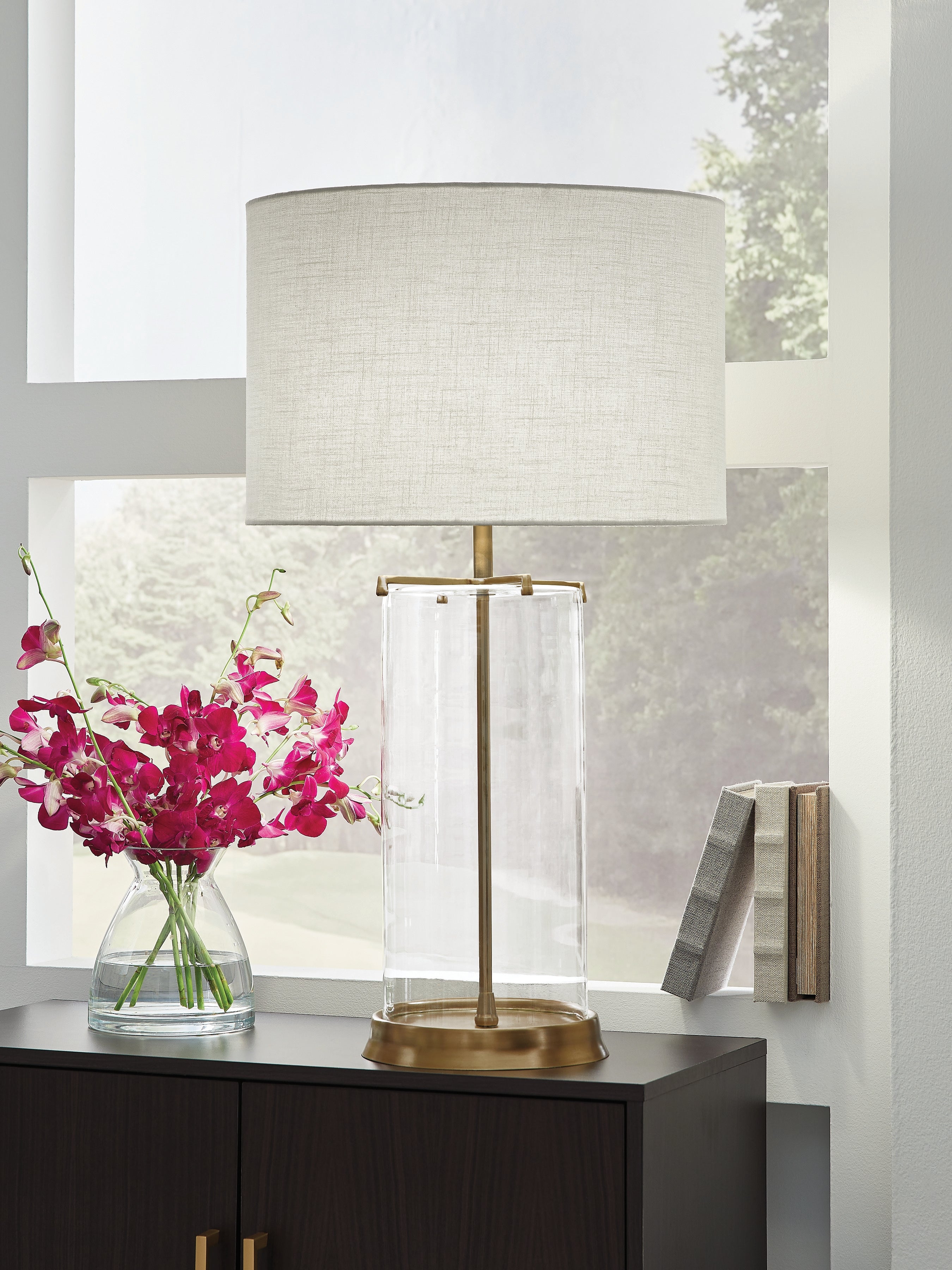 Hoover Furniture Outlet - Ashley Furniture - Gizeh Table Lamp - Glass Table Lamp (1/CN) - L430954