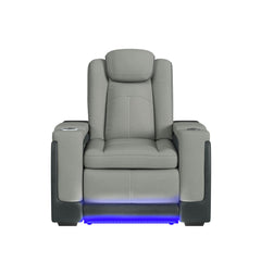 Easy Comfort Power Motion Recliner with Power Headrest, Led, wireless charger and Cup holder in Rocky Cement/Charcoal