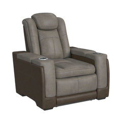 Easy Comfort Power Motion Recliner with Power Headrest, Led ,wireless charger and cup holder in Rocky Grey/Brown