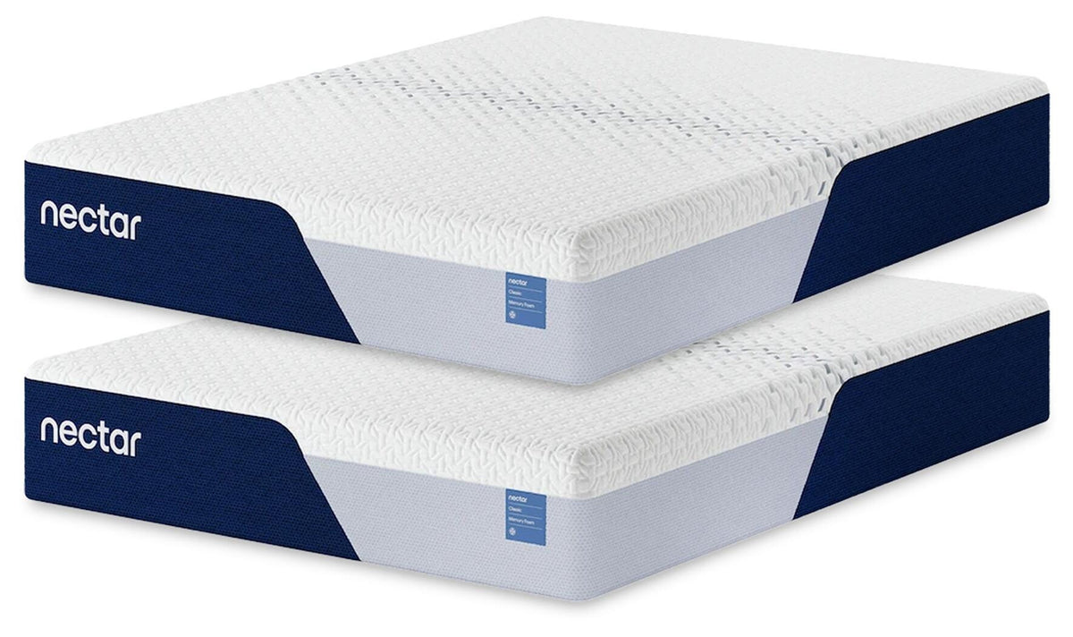 Hoover Furniture Outlet - Ashley Furniture - Nectar Classic Memory Foam 2 Twin XL Mattresses - 2 Twin XL Mattresses - M125M1