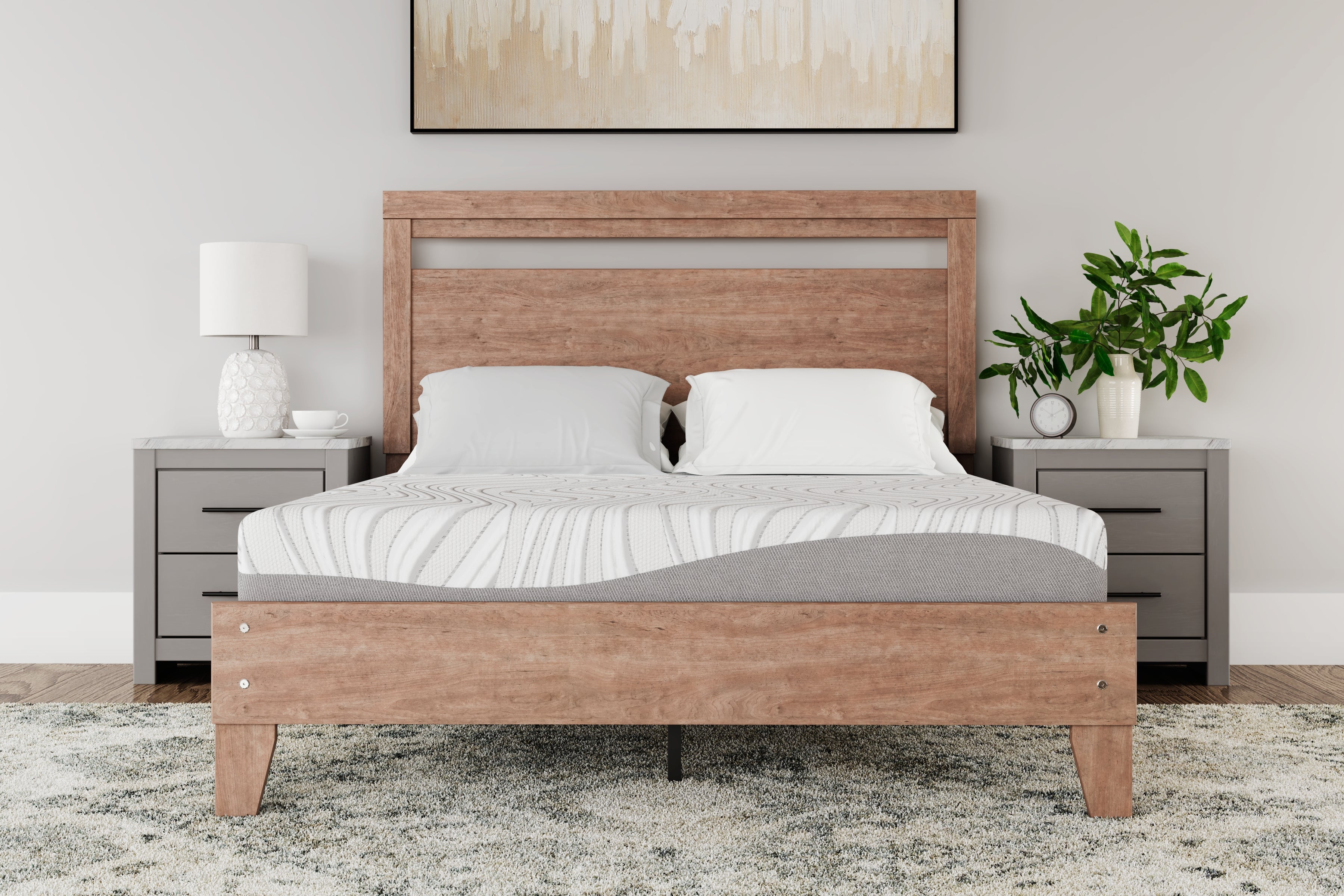 Hoover Furniture Outlet - Ashley Furniture - 8 Inch Memory Foam Queen Mattress - Queen / White - M59131