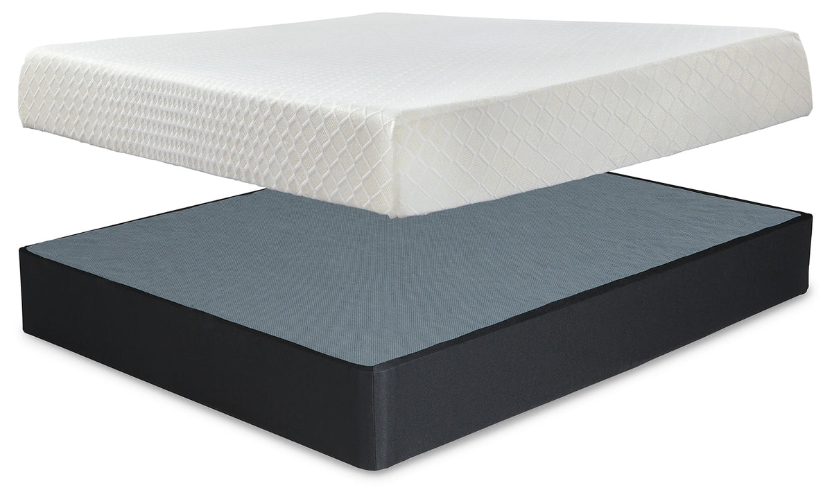 Hoover Furniture Outlet - Ashley Furniture - 10 Inch Chime Memory Foam King Mattress and Foundation - King Mattress and Foundation - M699M1