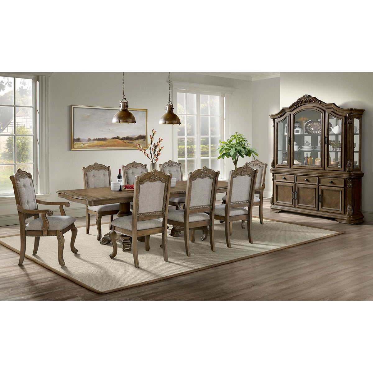 Madison Park Server and Hutch with LED in Walnut – SKU DA-10460-5-SVHT | Elements