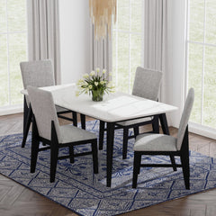 Marlene Dining Table with White Faux Marble Top in Black – SKU D-15850-8-DT | Elements