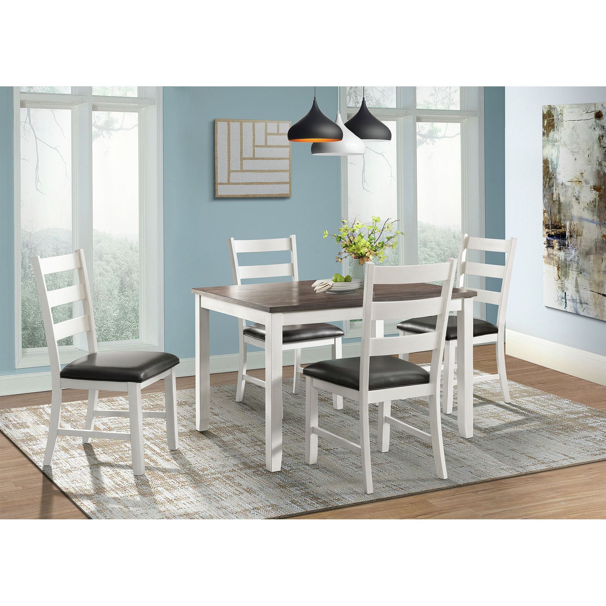 Martin 5 Pc Dining set (Dark Brown Top - White Base) – SKU DMT7005DS | Elements