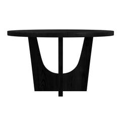 Oregon Round Dining Table with Black Wood Top in Black