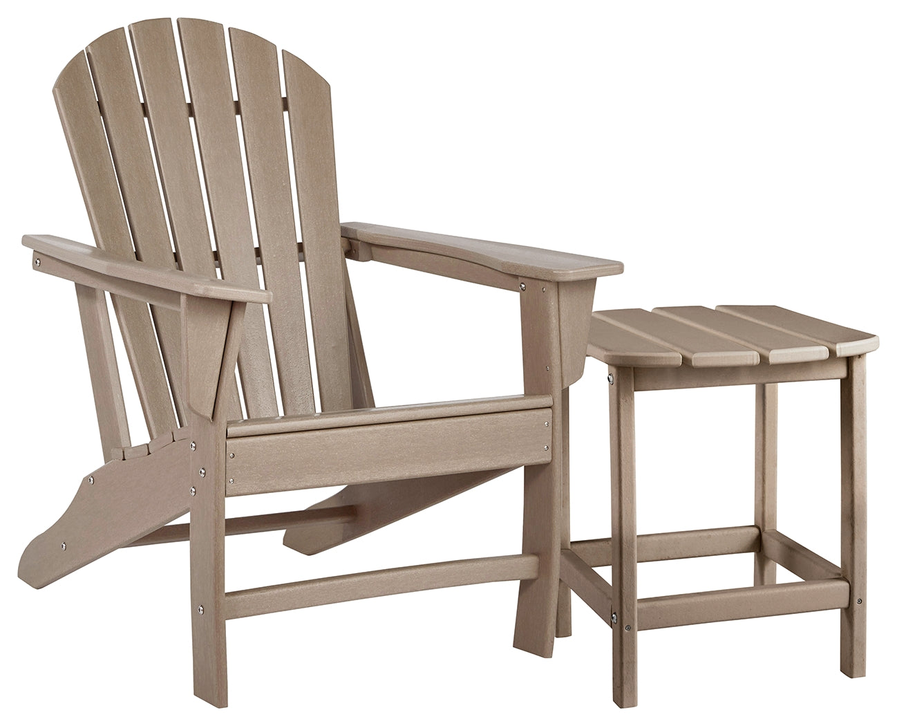 Hoover Furniture Outlet - Ashley Furniture - Sundown Treasure Adirondack Chair with End Table - Adirondack Chair with End Table / Driftwood - P014P1