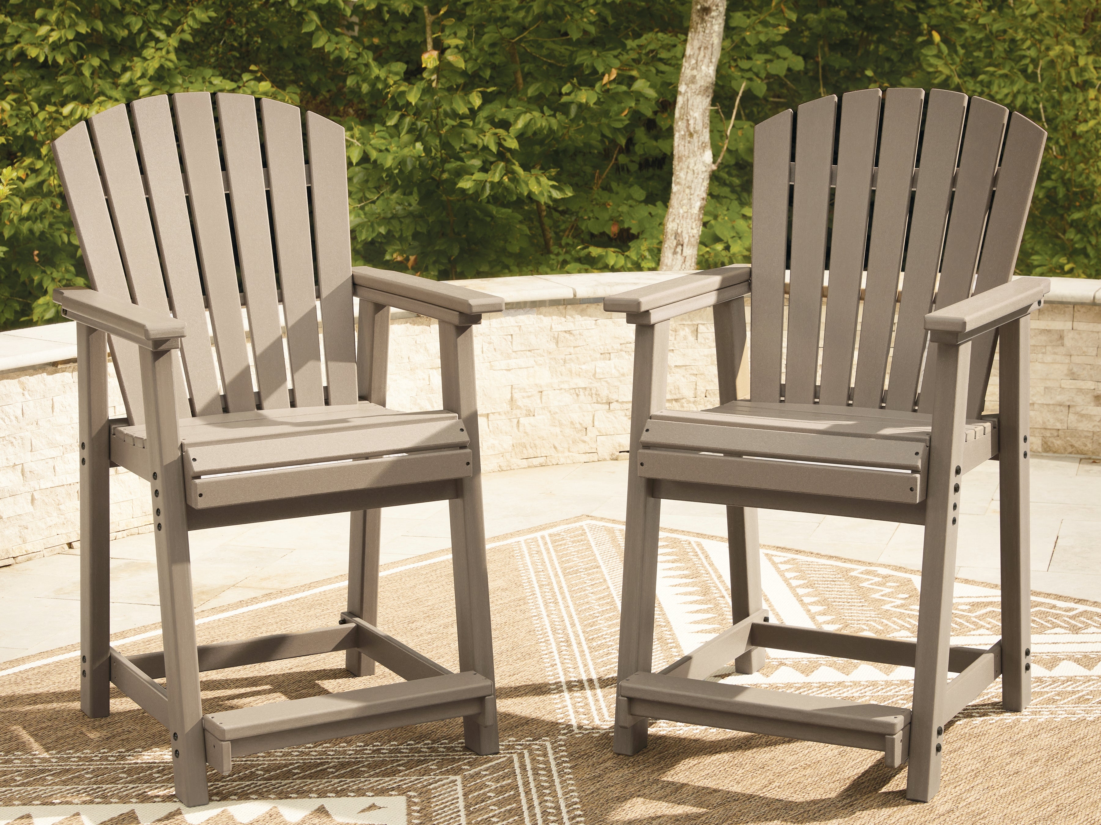 Hoover Furniture Outlet - Ashley Furniture - Seacliff Beach Outdoor Counter Height Bar Stool (Set of 2) - Barstool (Set of 2) - PCP228-124