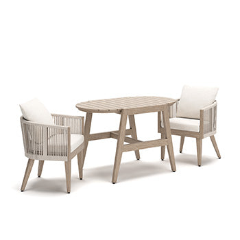 Hoover Furniture Outlet - Ashley Furniture - Ivory Vine Outdoor Table/Chairs (Set of 3) - Chairs w/CUSH/Table Set (3/CN) - PCP352-050