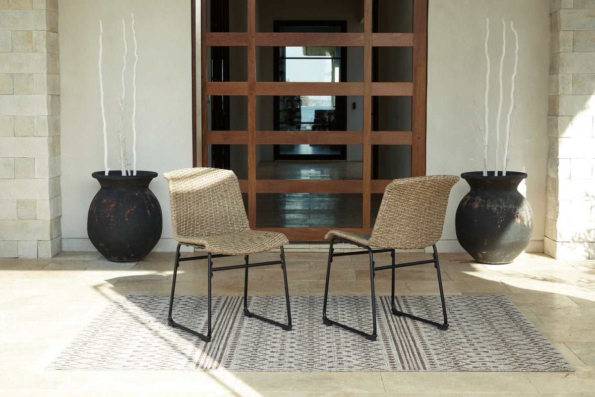 Hoover Furniture Outlet - Ashley Furniture - Amaris Outdoor Dining Chair (Set of 2) - Chair (Set of 2) / Brown/Black - P369-601