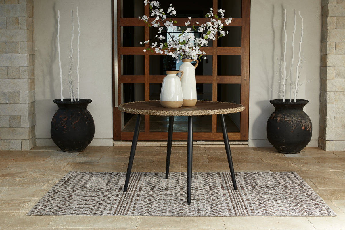 Hoover Furniture Outlet - Ashley Furniture - Amaris Outdoor Dining Table - Round Dining Table / Brown/Black - P369-615